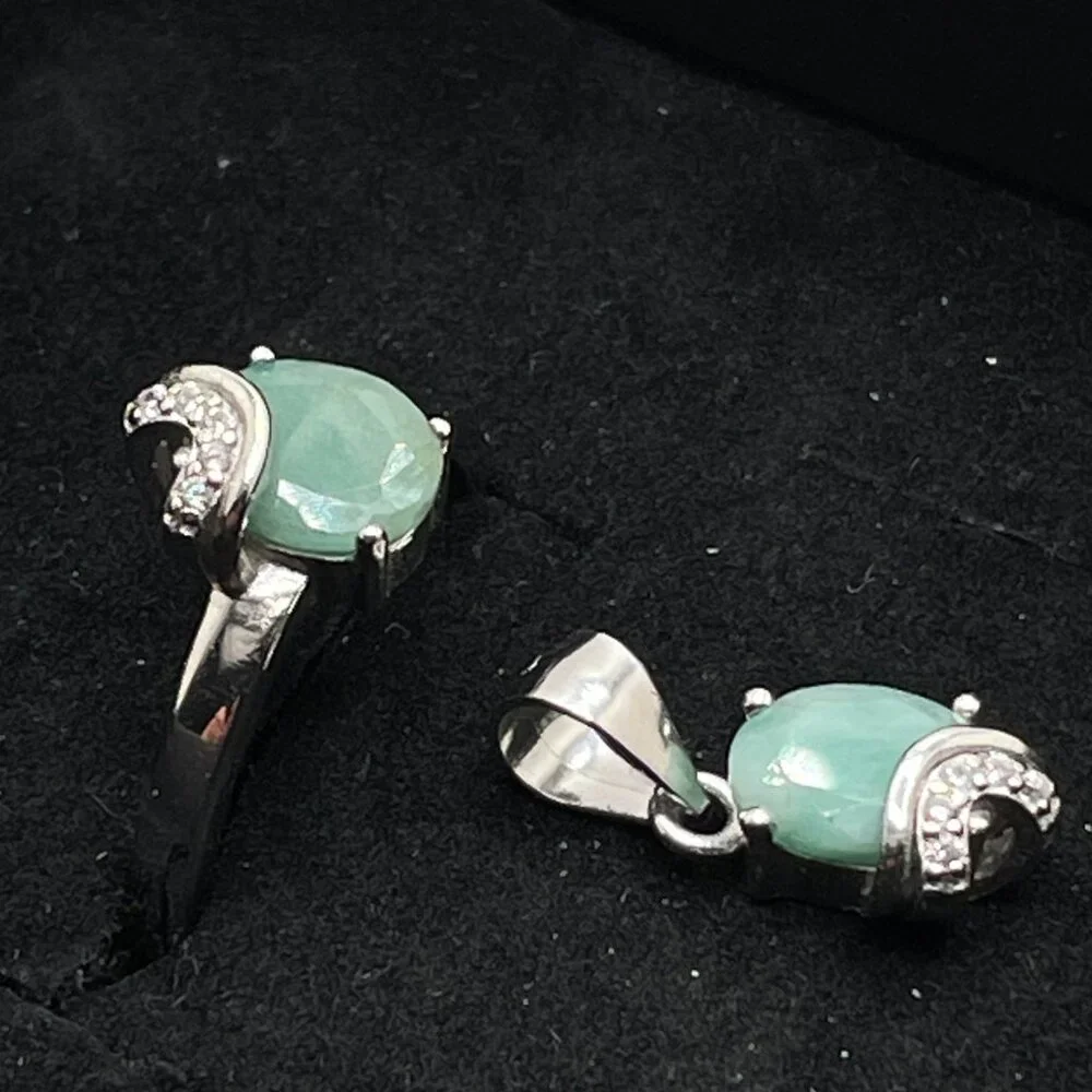 New! 4 Piece Sterling Silver & Aventurine Set - Picture 3 of 6